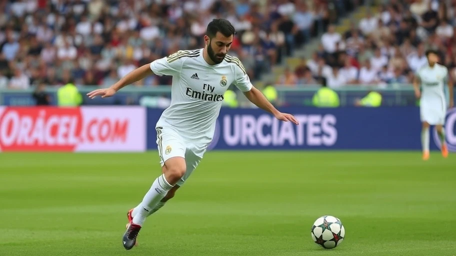 Benzema thi đấu trong trận Champions League cho Real Madrid.