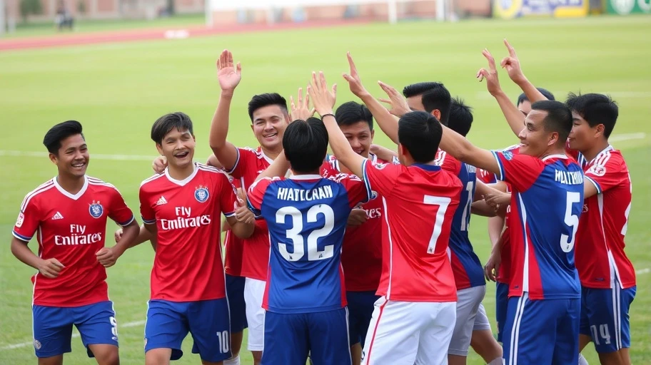 Cầu thủ bóng đá ăn mừng chiến thắng
