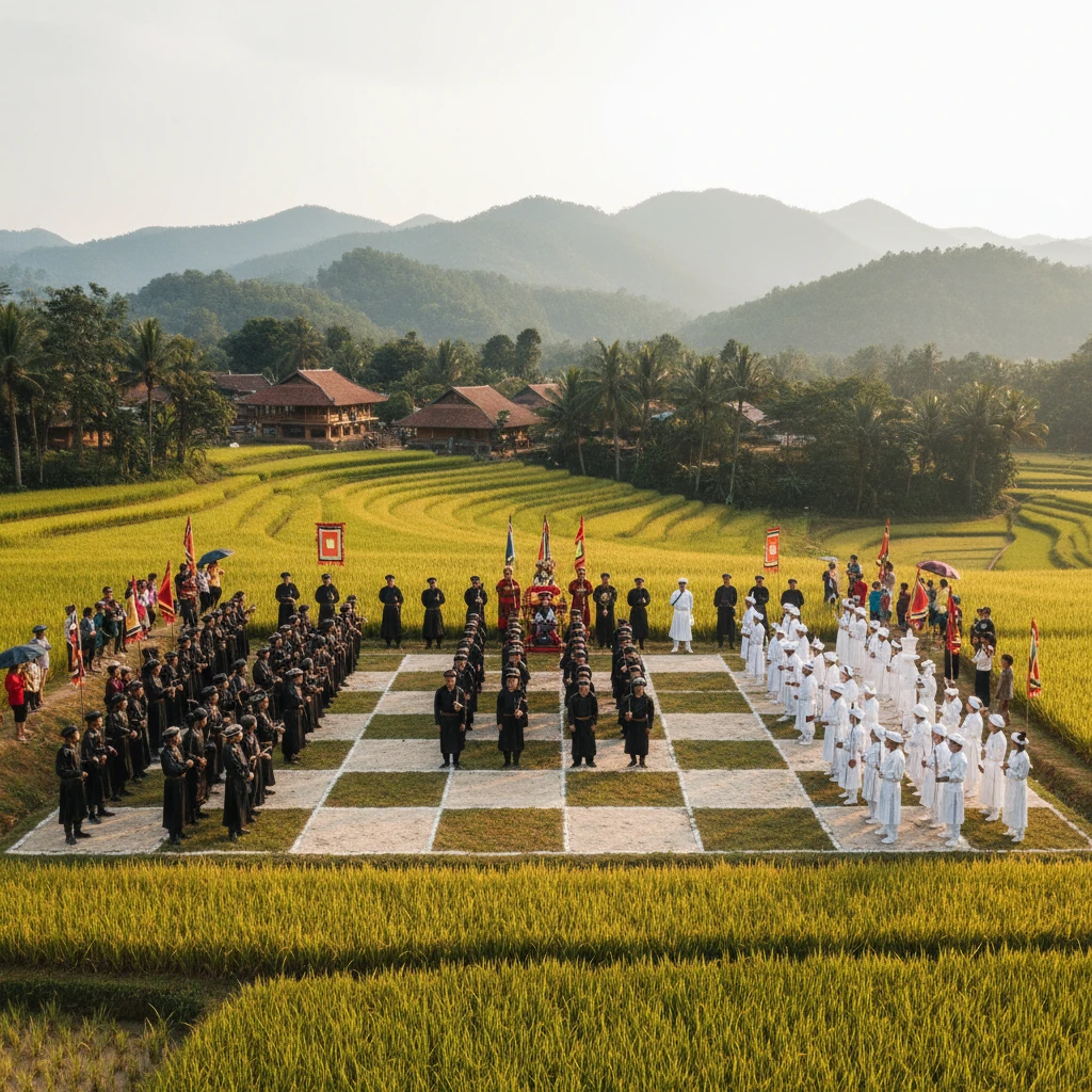 Hình ảnh cờ người thể thao dân tộc Việt Nam