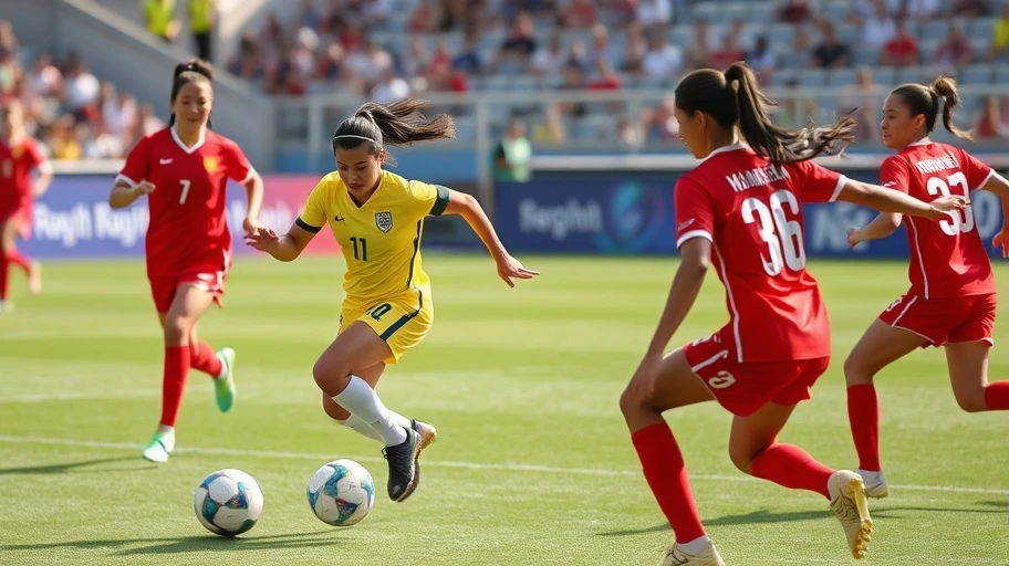 Hình ảnh đội tuyển bóng đá nữ Việt Nam thi đấu tại World Cup 2023.