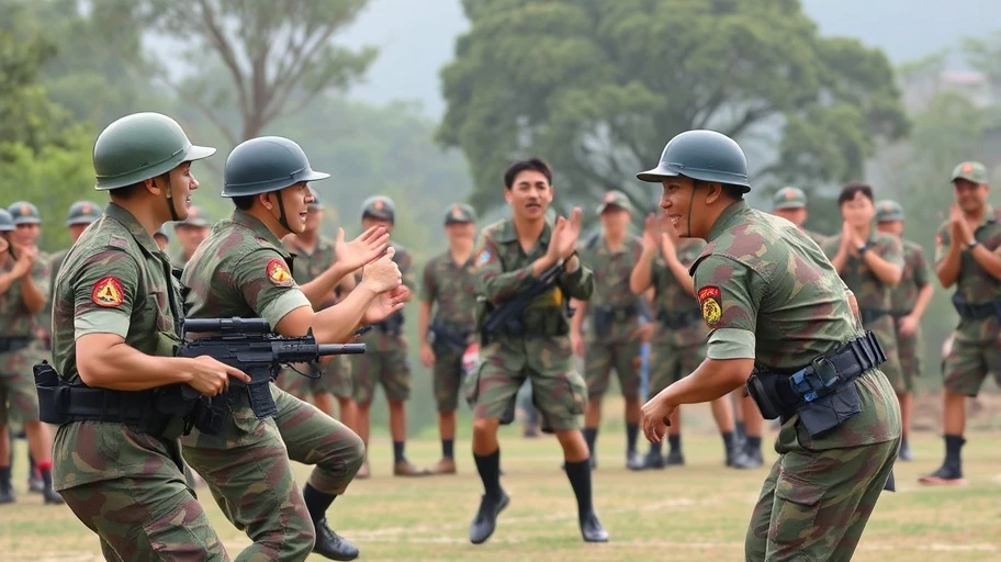 Hình ảnh thể thao tăng cường tinh thần đoàn kết quân đội