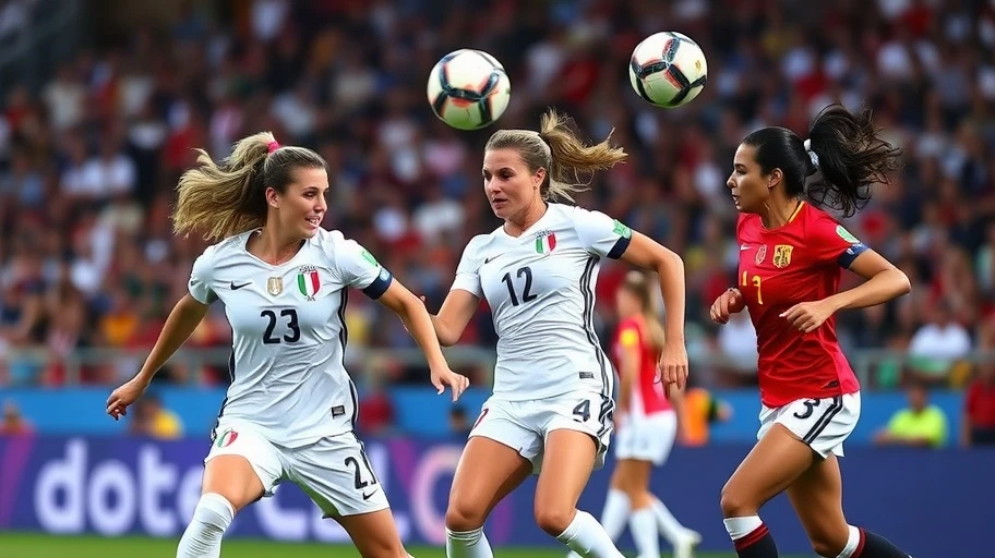Hình ảnh trận đấu Euro nữ giữa Italia và Tây Ban Nha
