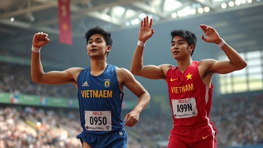 Hình ảnh vận động viên Việt Nam tại giải vô địch thế giới.