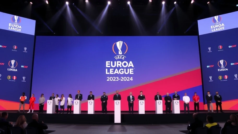 Lễ bốc thăm Europa League 2023-2024 với đại diện các đội bóng.