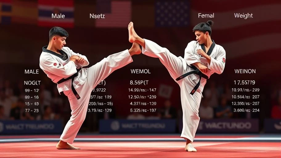 Phân loại giới tính và hạng cân trong Taekwondo