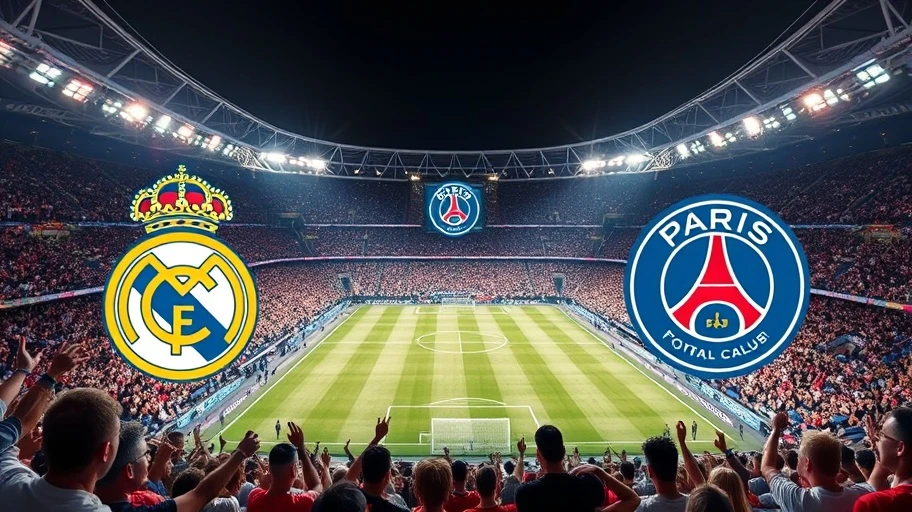 Real Madrid đối đầu PSG tại sân vận động, người hâm mộ cổ vũ