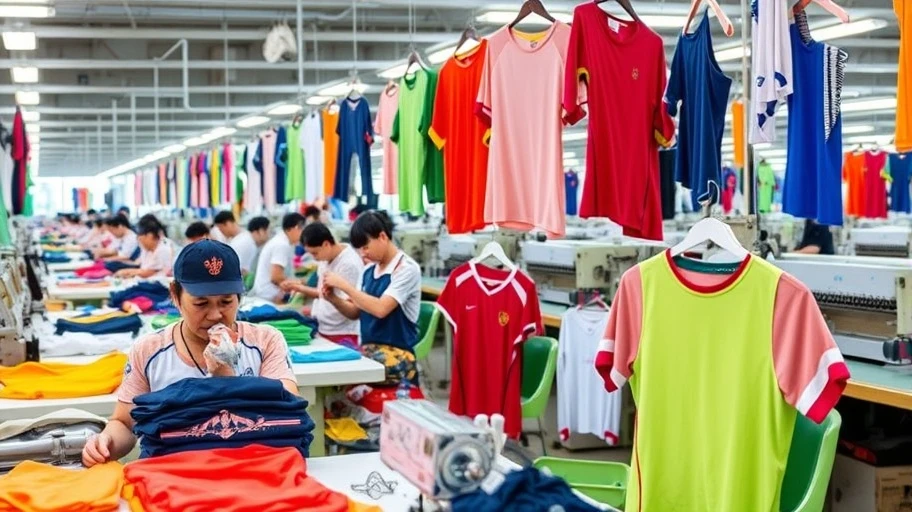 Trang phục thể thao sản xuất tại công ty Hoàng Long
